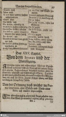 Das XXV. Capitel. Von dem Syntax und der Wortfügung