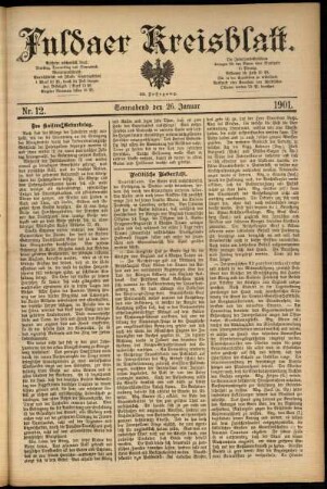 Ausgabe vom Samstag, den 26. Januar 1901.