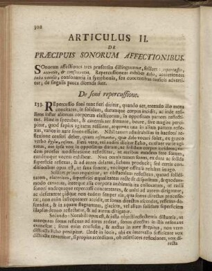 Articulus II. De Præcipus Sonorum Affectionibus.