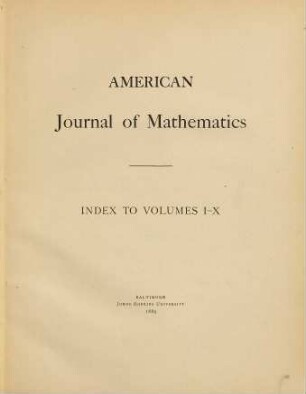 American journal of mathematics. 10,[a]. 1889. Register