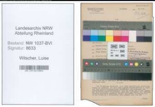 Entnazifizierung Luise Witscher , geb. 25.03.1892 (Aerztin)