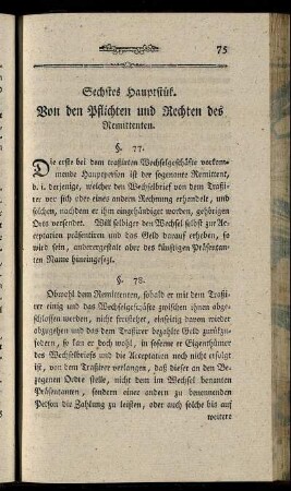 Sechstes Hauptstük. Von den Pflichten und Rechten des Remittenten.