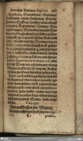 Cap. 139 Vom auffstossen der Mutter