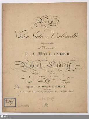 Trio pour Violon, Viola & Violoncelle : op. 13