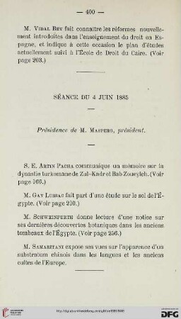 Séance du 4 Juin 1885