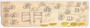 Kalligrafiestudien : Studien diverser Buchstaben und Initialen als Monogramm; Farbproben