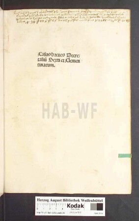 Casus breues Decretaliu[m] Sexti et Clementinarum