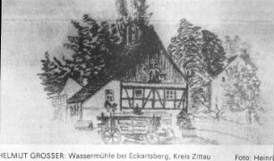 Mittelherwigsdorf-Eckartsberg. Wassermühle bei Eckartsberg, aus: Die Union, 19.9.1986