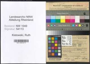 Entnazifizierung Ruth Von Kistowski , geb. 14.12.1904 (Bibliothekarin)