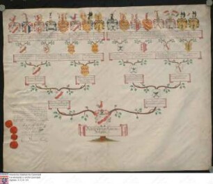 Ahnenprobe des Friedrich Christoph v. Rotenhan. - ausgefertigt 1776 April 23, Pergament