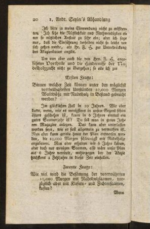20-21, Ersten Frage; Zweyte Frage