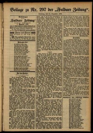 Zweite Ausgabe vom Sonntag, den 25. Dezember 1892.