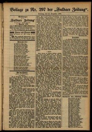 Zweite Ausgabe vom Sonntag, den 25. Dezember 1892.