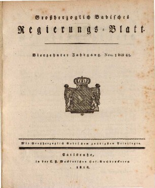 Großherzoglich Badisches Regierungsblatt. 1816