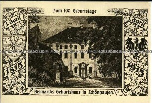 Postkarte zum 100. Geburtstag Otto von Bismarcks