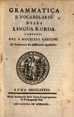 Grammatica e Vocabolario della lingua Kurda