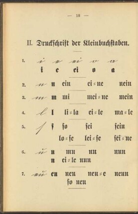II. Druckschrift der Kleinbuchstaben