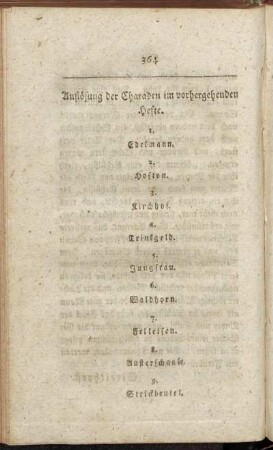 Auflösung der Charaden im vorhergehenden Hefte. - Auflösung des Räthsels... - Charaden. - Räthsel.