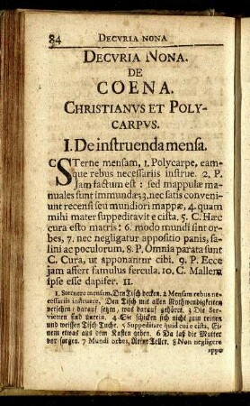 Decuria Nona. De Coena.