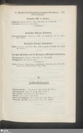 V. Kabinettskanzlei