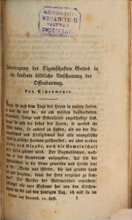 Blätter aus Prevorst : Originalien u. Lesefrüchte für Freunde d. inneren Lebens. 10, 10. 1838