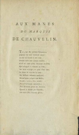 Aux Manes Du Marquis De Chauvelin.