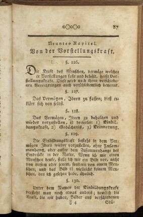 Neuntes Kapitel. Von der Vorstellungskraft. - Zehntes Kapitel. Von der Erfahrung.