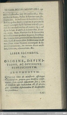 Liber Secundus. De Origine, Definitione, Ac Divisione, Ac Divisione Beneficiorum