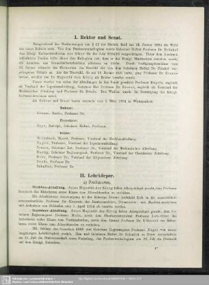 I. Rektor und Senat