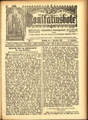 Erste Ausgabe vom Sonntag, den 01. September 1901.