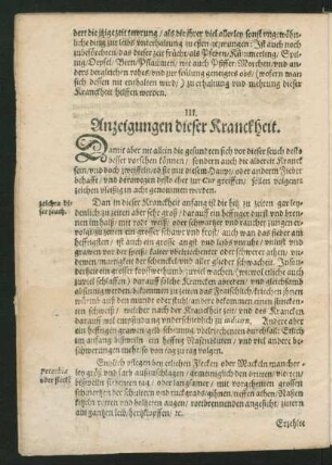 III. Anzeigungen dieser Kranckheit
