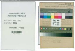 Entnazifizierung Frieda Tillmanns , geb. 01.09.1893 (Kaufmaennische Angestellte)