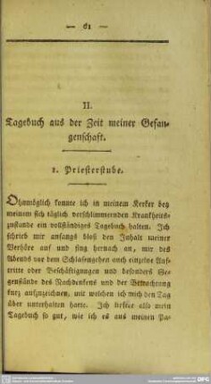 II. Tagebuch aus der Zeit meiner Gefangenschaft