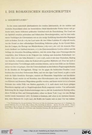 I. Die romanischen Handschriften