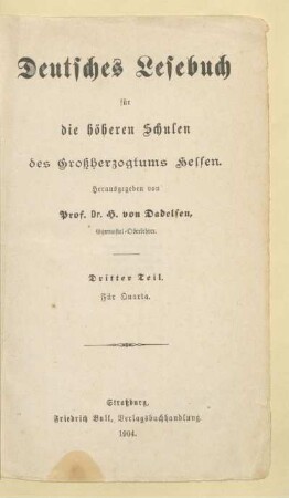 Teil 3, [Schülerband]: Für Quarta