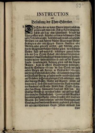 Instruction und Bestallung der Thor-Schreiber