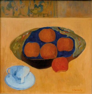 Stilisiertes Stilleben mit blauer Tasse