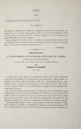 Dimostrazione di alcuni teoremi sulle superficie sviluppabili di 5° ordine enunciati dal professor cremona nel tomo LIV, anno 1862, pag. 604 de' Comptes Rendus.