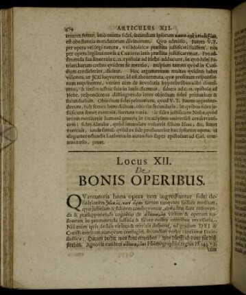 Locus XII. De Bonis Operibus