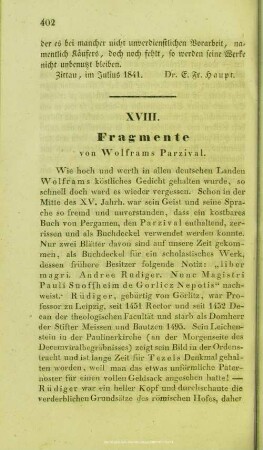 Fragmente von Wolframs Parzival
