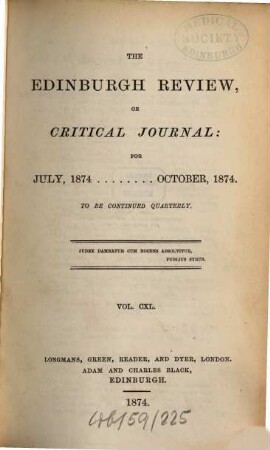 The Edinburgh review, or critical journal, 140. 1874