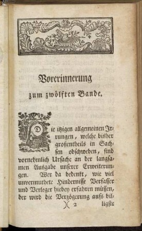 Vorerinnerung zum zwölften Bande.