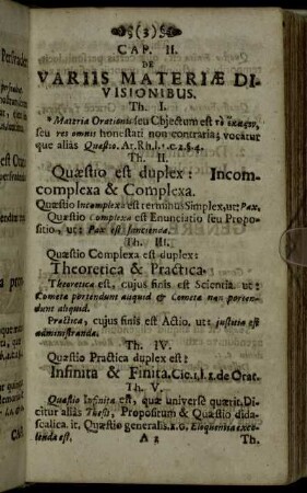 Caput II. De Variis Materiӕ Divisionibus.
