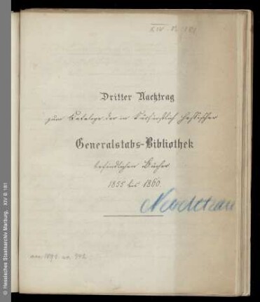 3. Nachtrag: 1855 bis 1860
