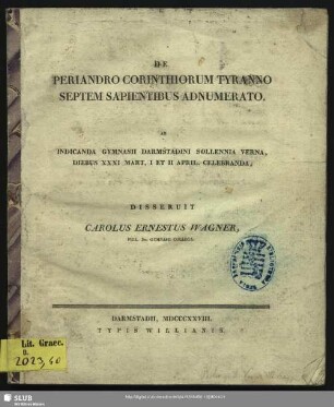 1828,Apr.: Programm des Großherzoglichen Gymnasiums zu Darmstadt
