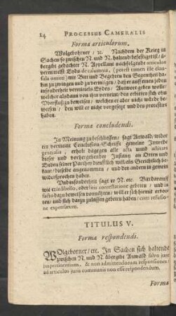 Titulus V. Forma respondendi