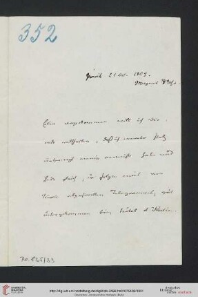 Briefwechsel Theodor Mommsen und Marie Mommsen geb. Reimer: Brief von Theodor Mommsen an Marie Mommsen