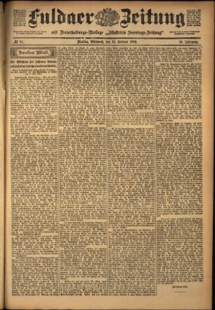 Zweite Ausgabe vom Mittwoch, den 19. Februar 1902.