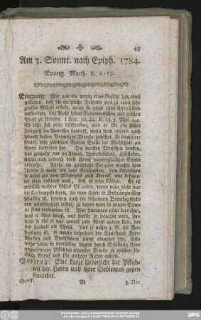 Am 3. Sonnt. nach Epiph. 1784. Evang. Matth. 8, 1 - 13.