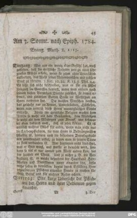 Am 3. Sonnt. nach Epiph. 1784. Evang. Matth. 8, 1 - 13.